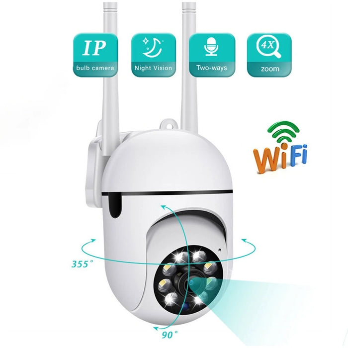 Security Camera - Surveillance Camera - Pan & Tilt - Built-in Microphone - For Indoor and Outdoor Use - Night Vision - Full HD 1080P