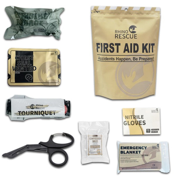 RHINO RESCUE Trousse de premiers soins | Kit complet de sauvetage | Prévention des pertes de sang aiguës | 7 en 1